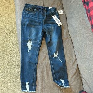 YMI Jean jogger distressed - brand new with tags- tie waist band- stretch